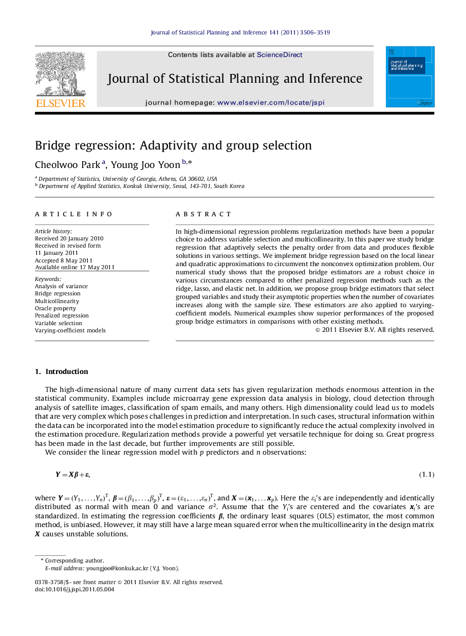 Bridge regression: Adaptivity and group selection