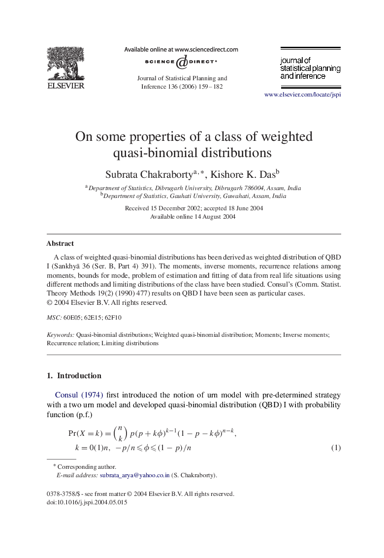 On some properties of a class of weighted quasi-binomial distributions