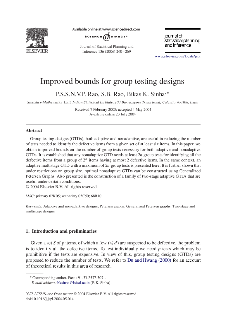 Improved bounds for group testing designs