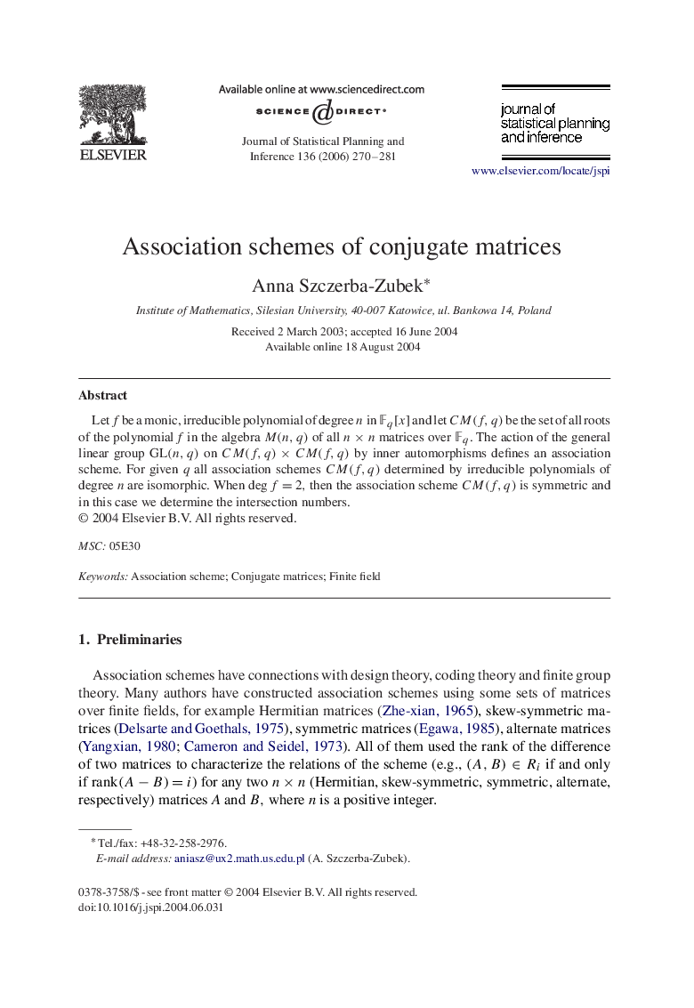Association schemes of conjugate matrices