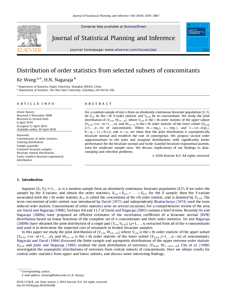 Distribution of order statistics from selected subsets of concomitants