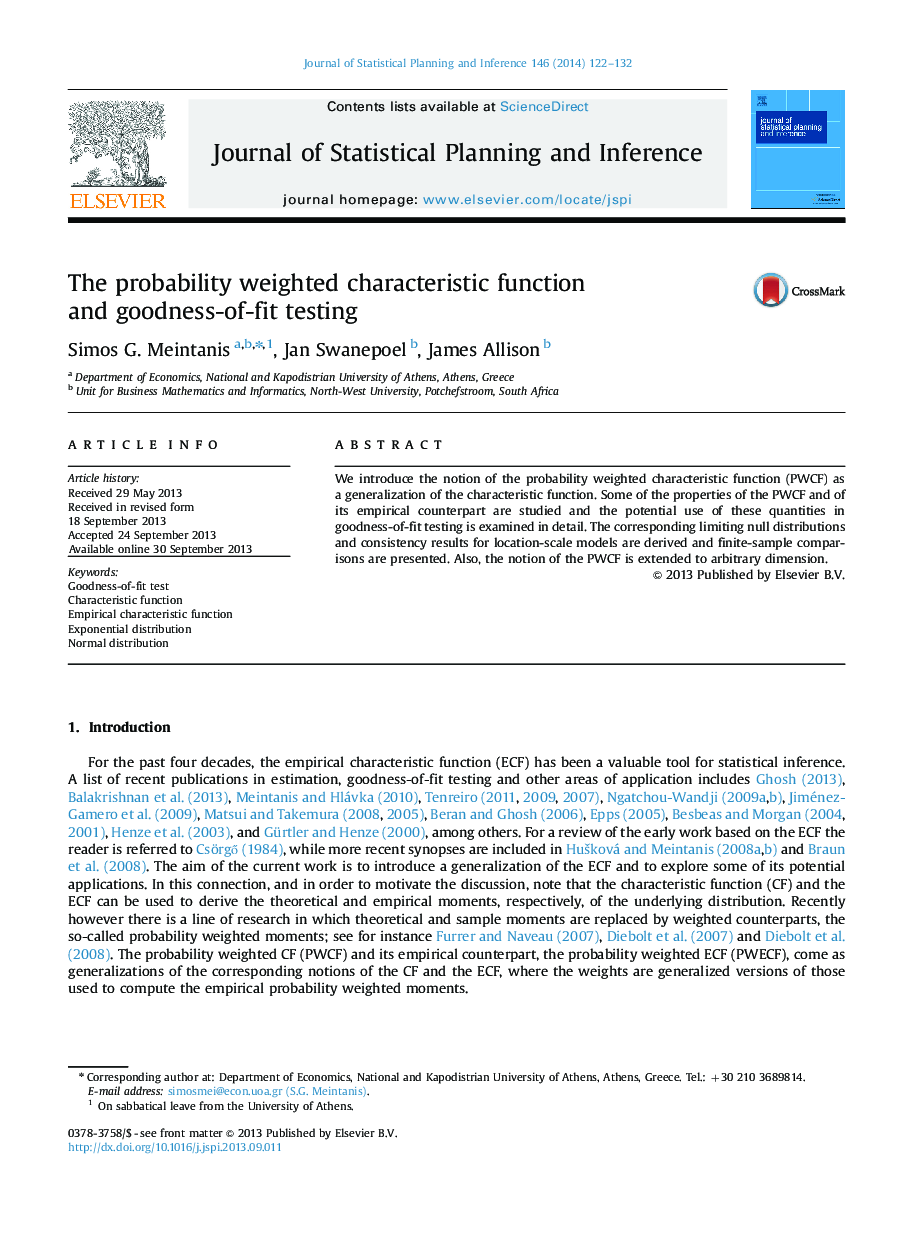 The probability weighted characteristic function and goodness-of-fit testing