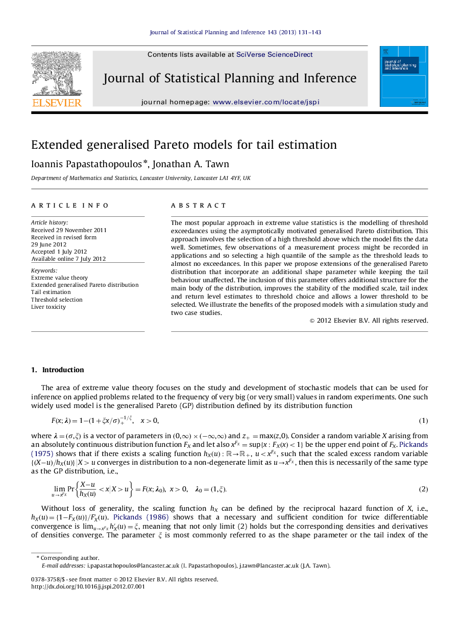 Extended generalised Pareto models for tail estimation