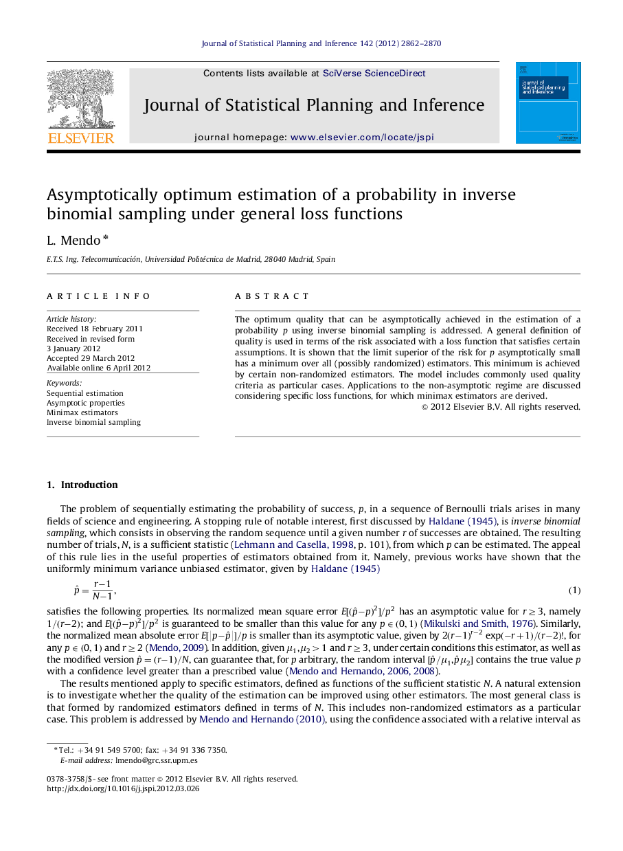 Asymptotically optimum estimation of a probability in inverse binomial sampling under general loss functions