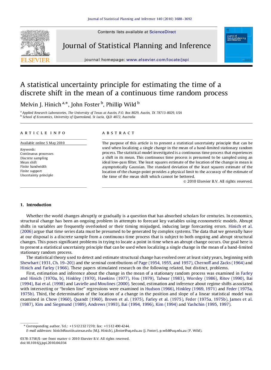 A statistical uncertainty principle for estimating the time of a discrete shift in the mean of a continuous time random process