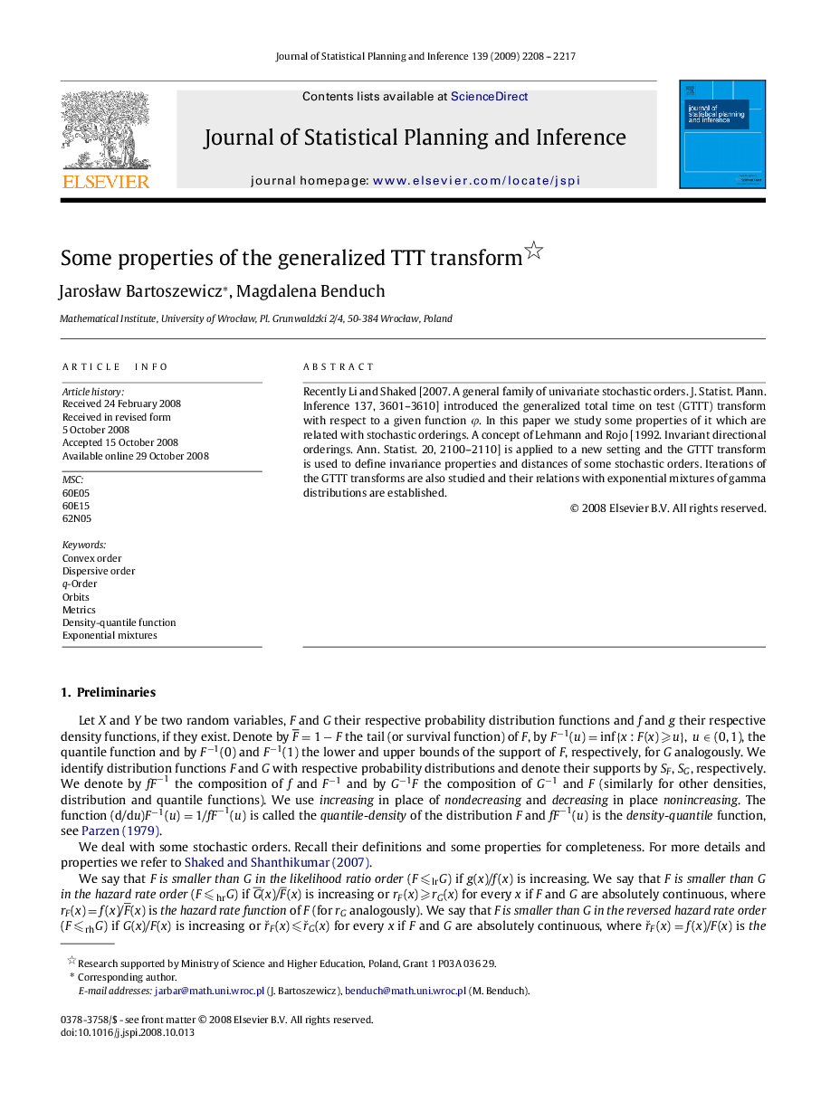 Some properties of the generalized TTT transform 