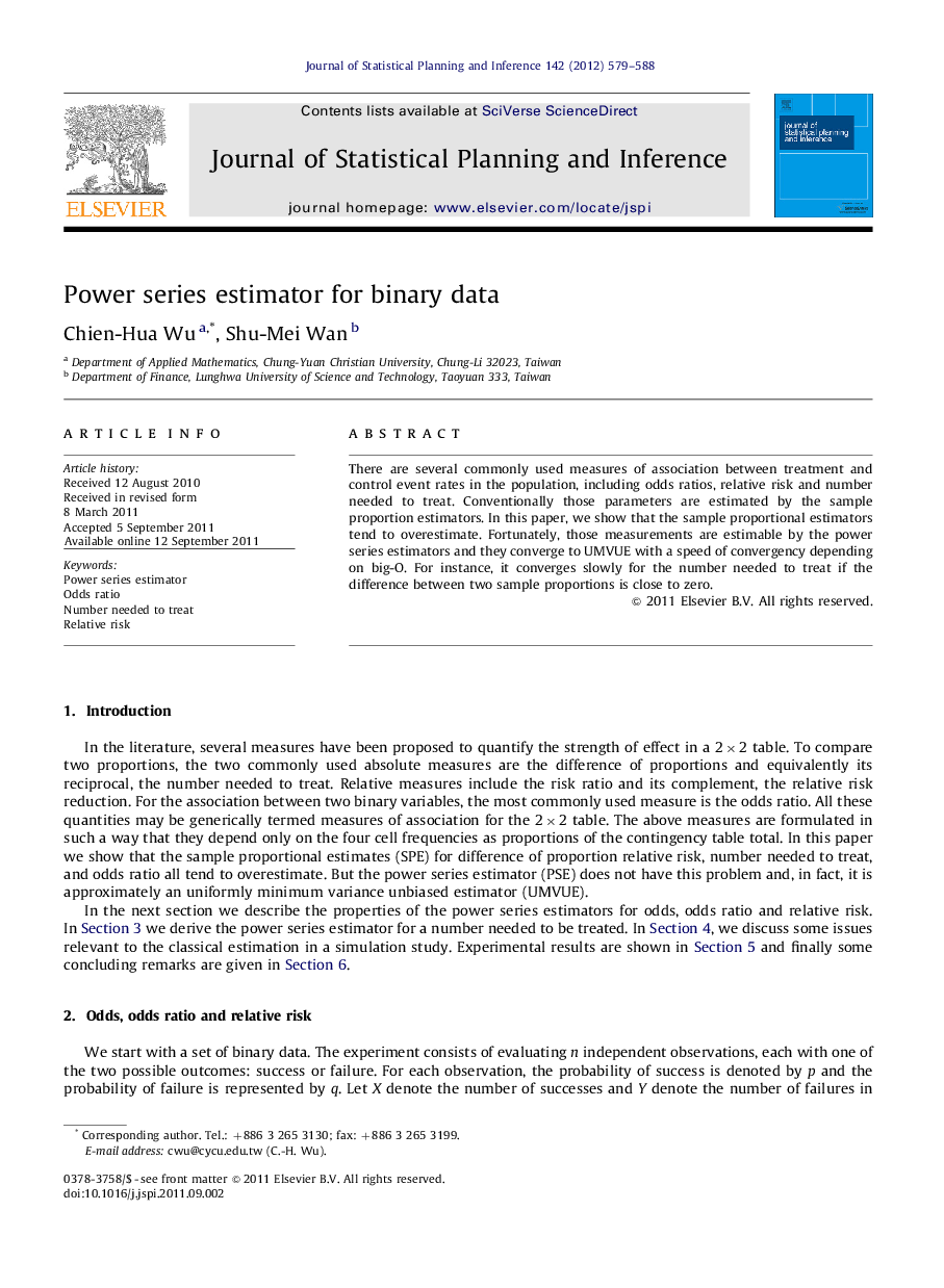 Power series estimator for binary data