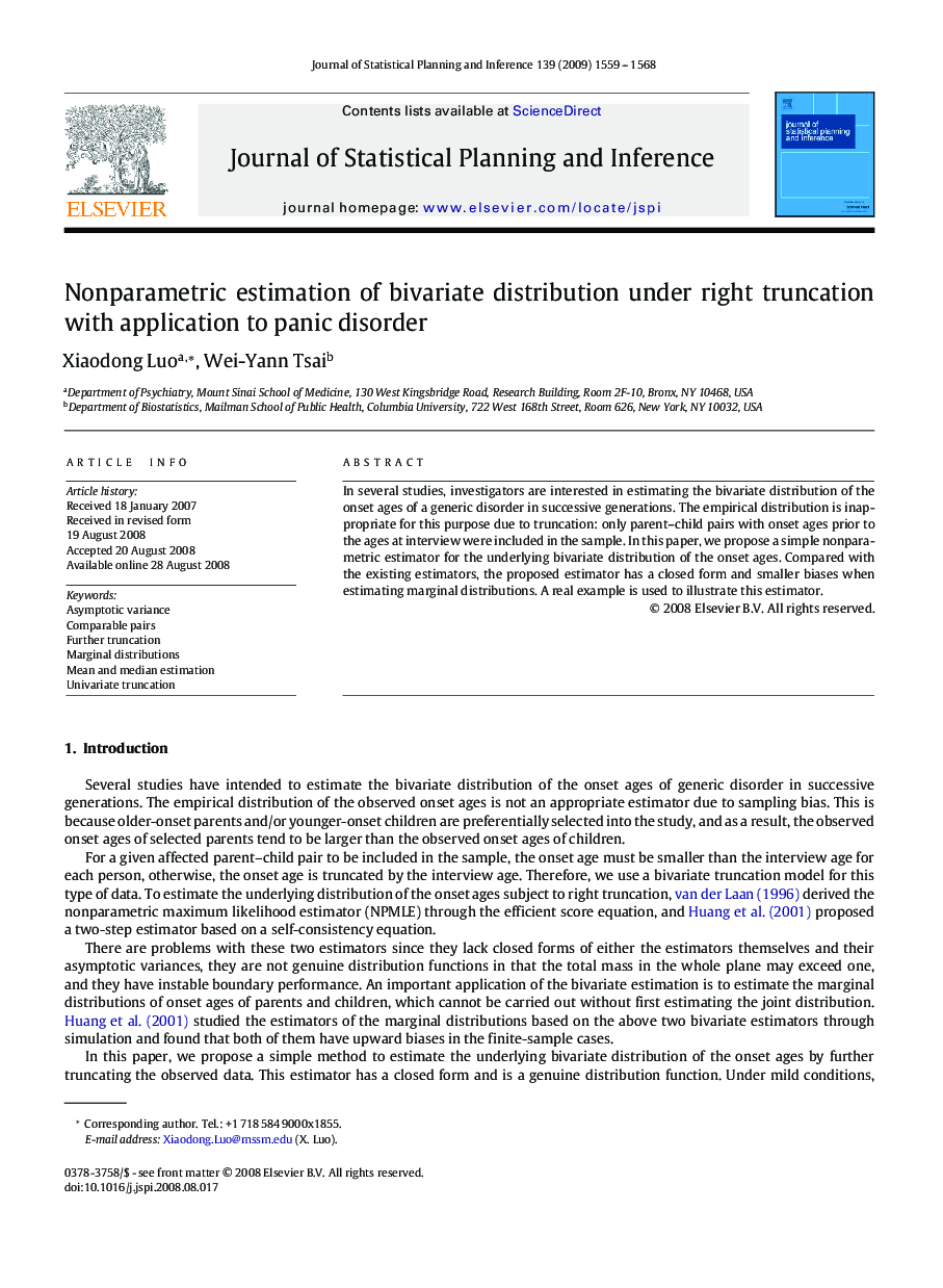 Nonparametric estimation of bivariate distribution under right truncation with application to panic disorder