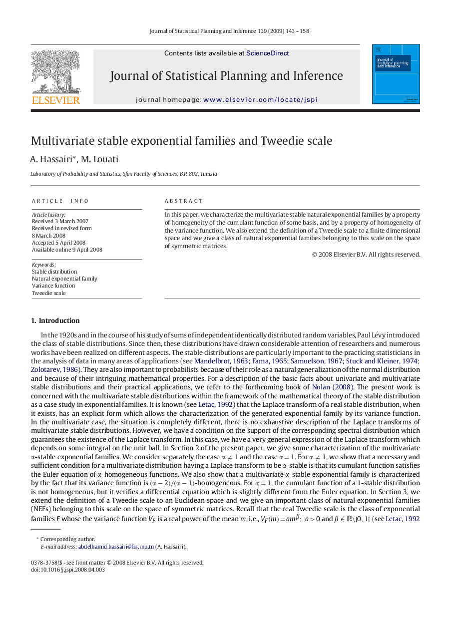 Multivariate stable exponential families and Tweedie scale