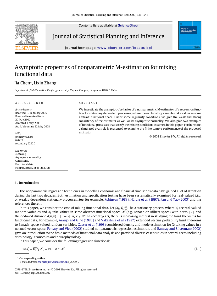 Asymptotic properties of nonparametric M-estimation for mixing functional data