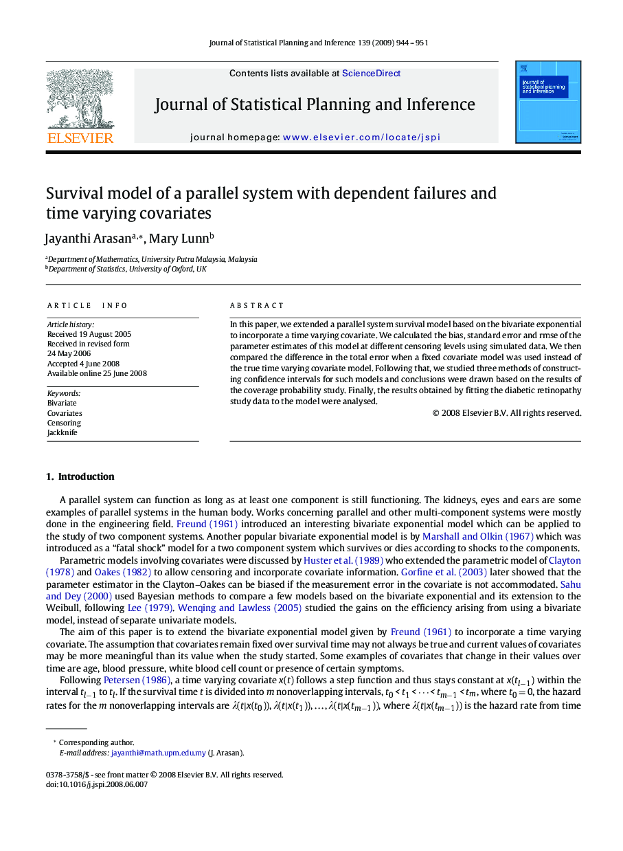 Survival model of a parallel system with dependent failures and time varying covariates