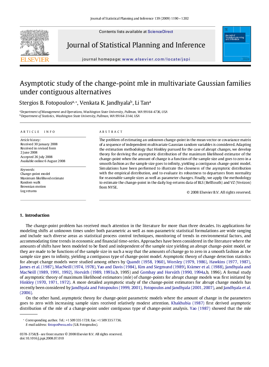 Asymptotic study of the change-point mle in multivariate Gaussian families under contiguous alternatives