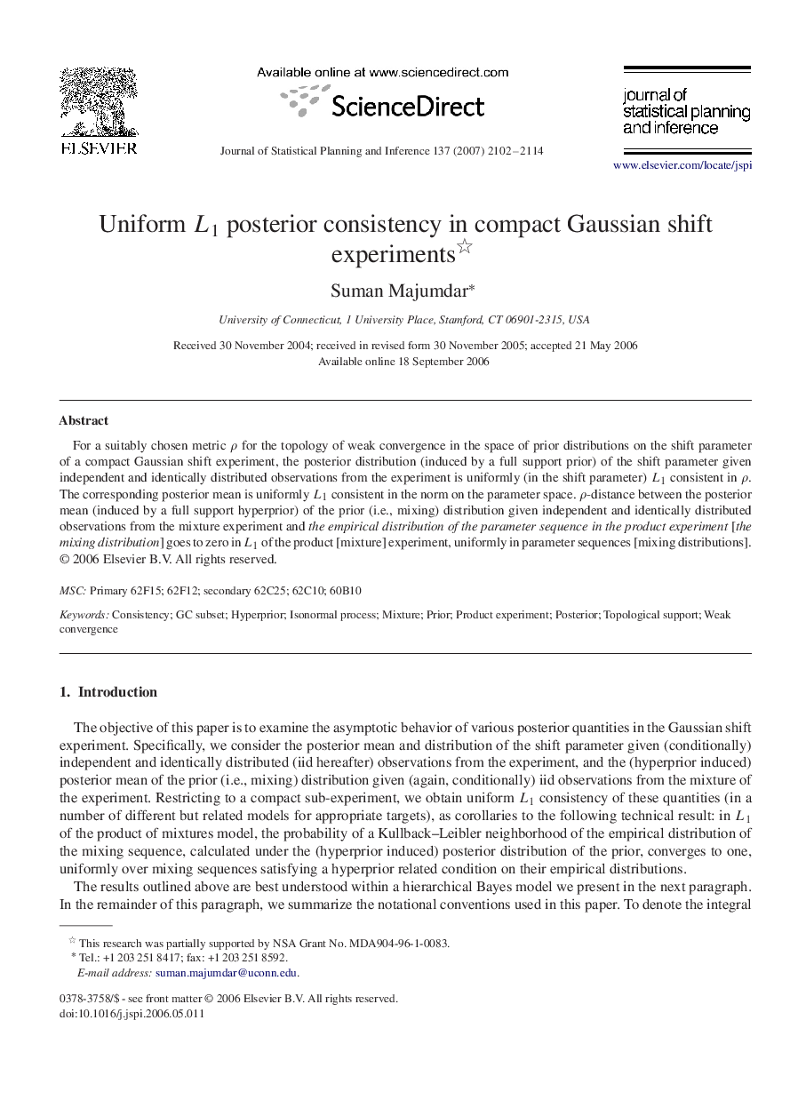 Uniform L1 posterior consistency in compact Gaussian shift experiments