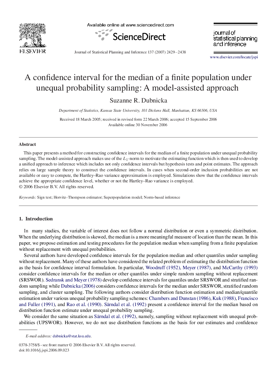 A confidence interval for the median of a finite population under unequal probability sampling: A model-assisted approach