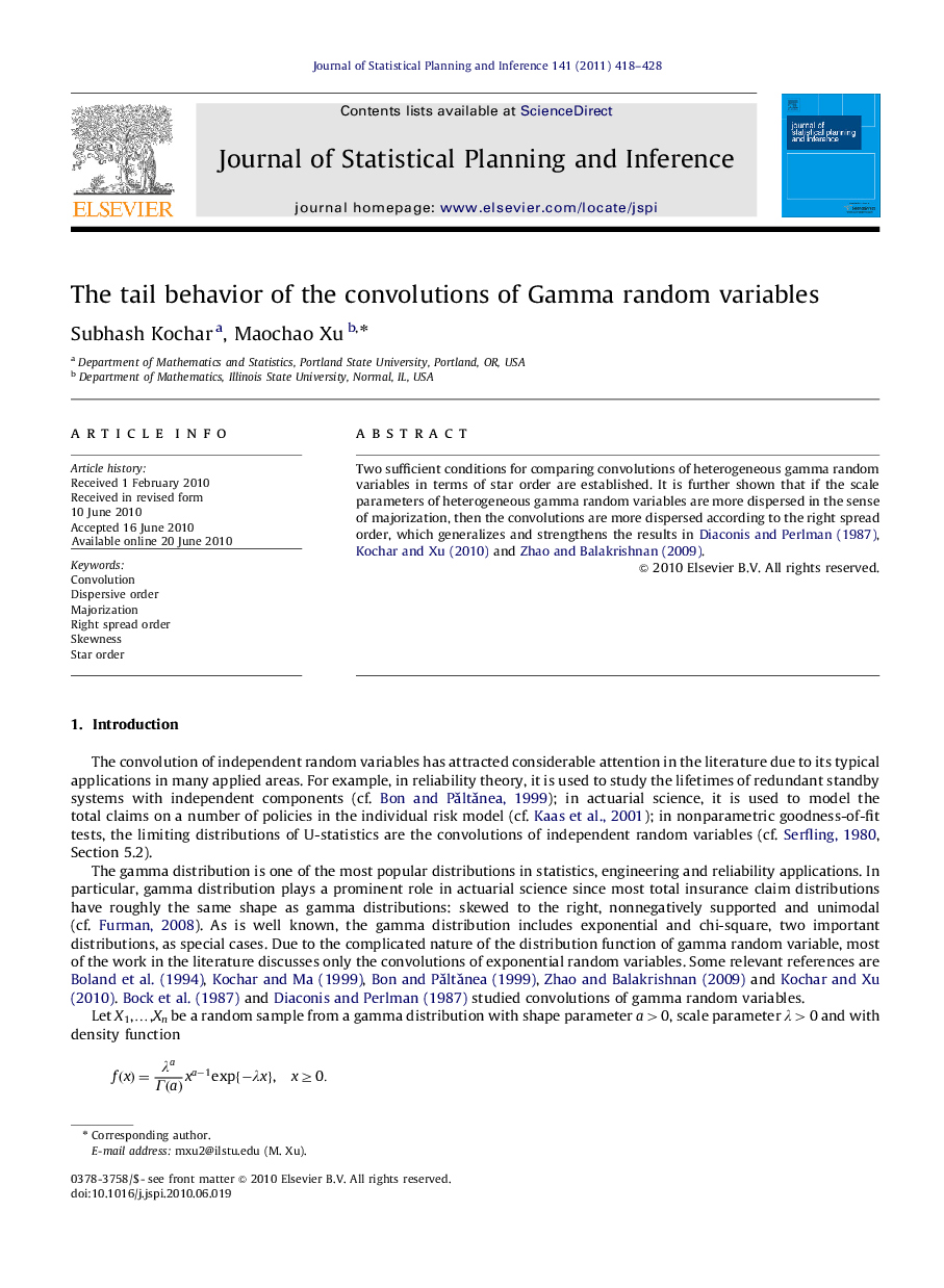 The tail behavior of the convolutions of Gamma random variables