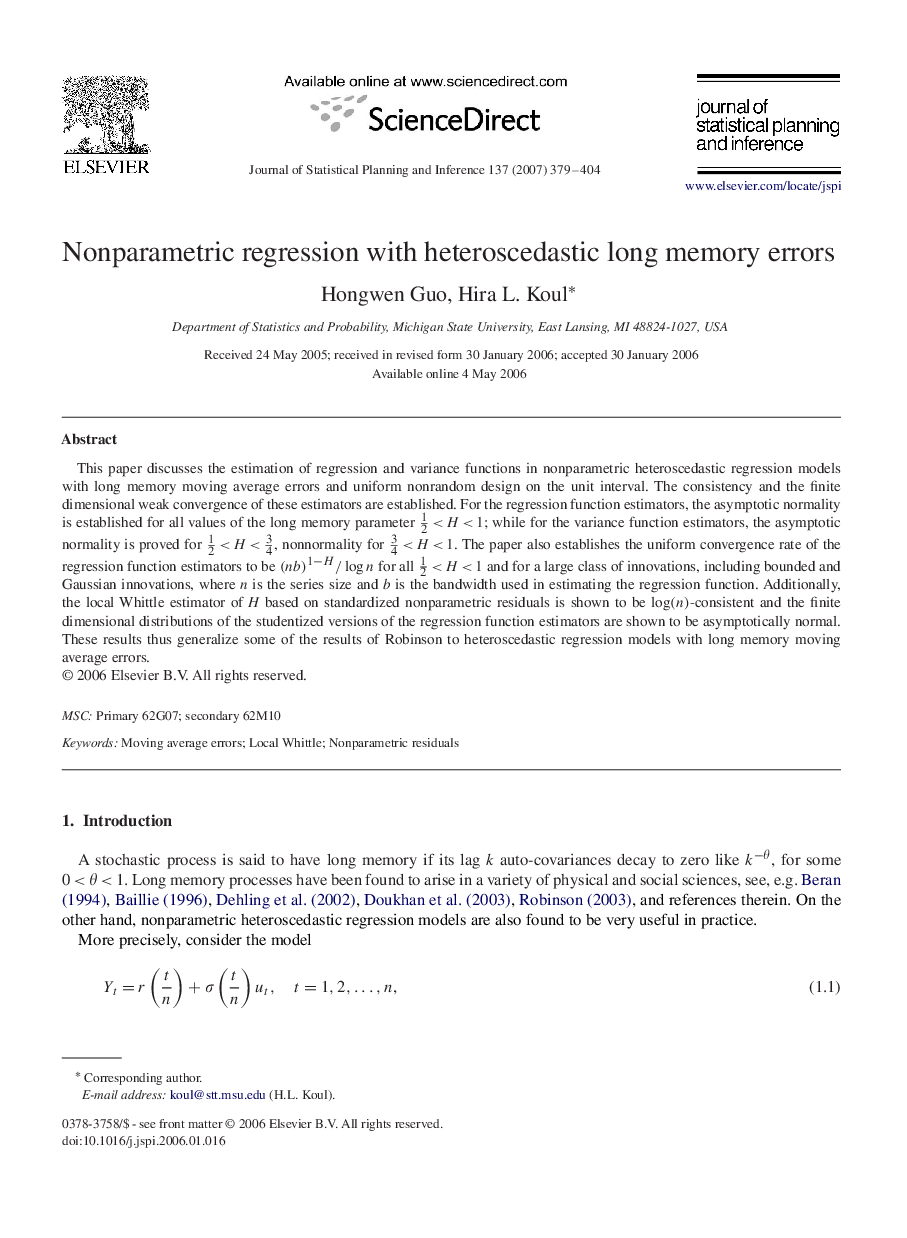 Nonparametric regression with heteroscedastic long memory errors