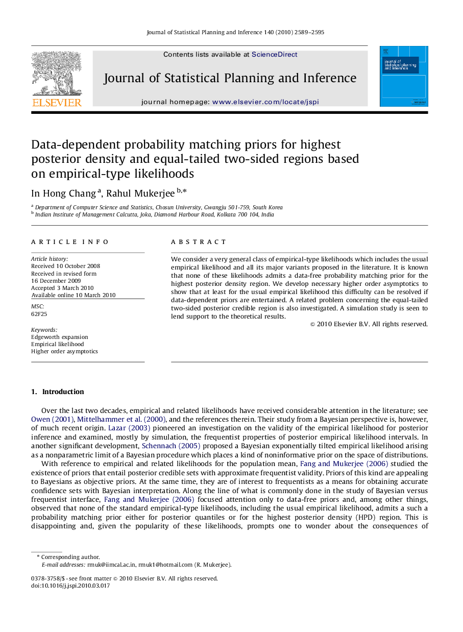 Data-dependent probability matching priors for highest posterior density and equal-tailed two-sided regions based on empirical-type likelihoods