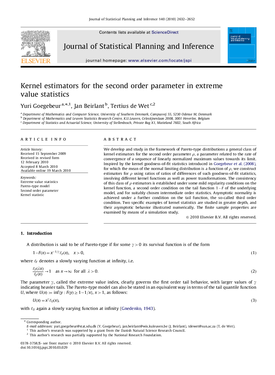 Kernel estimators for the second order parameter in extreme value statistics