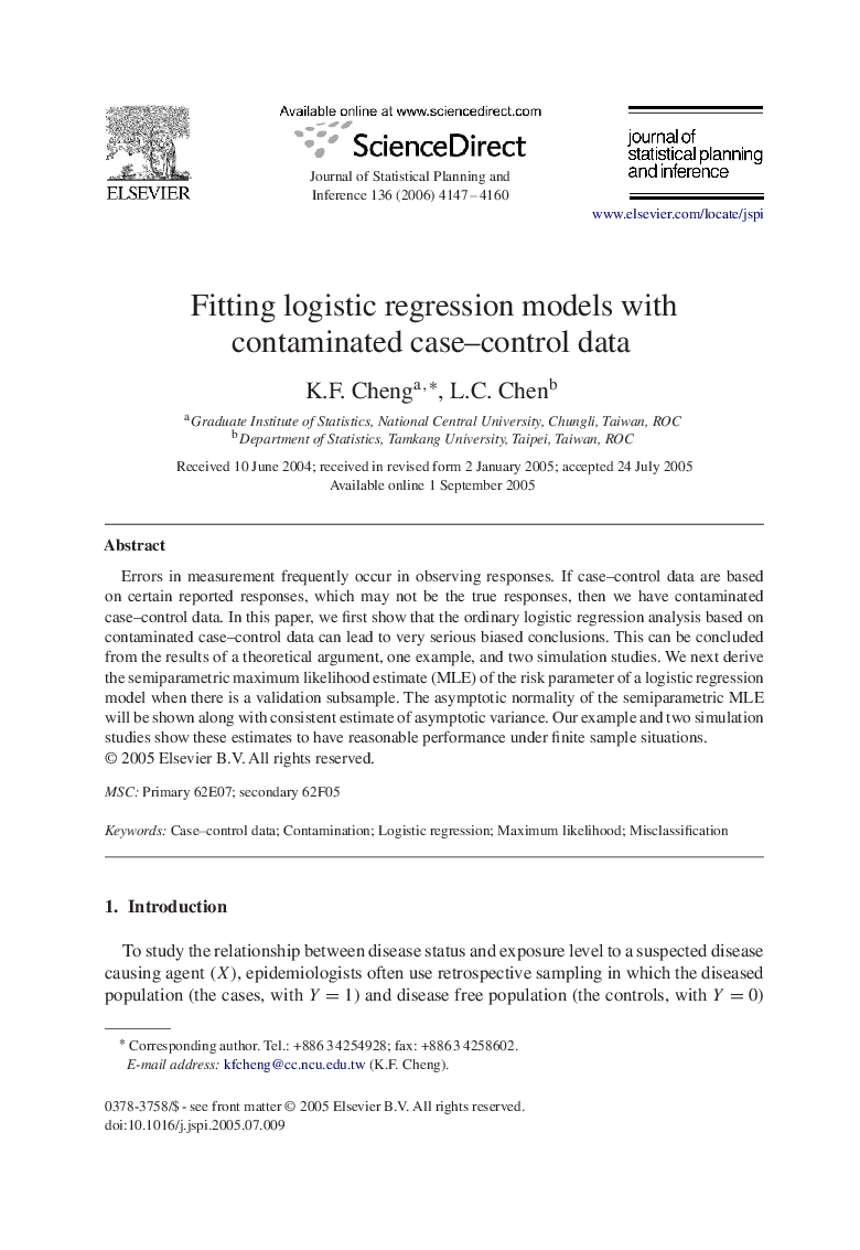 Fitting logistic regression models with contaminated case–control data