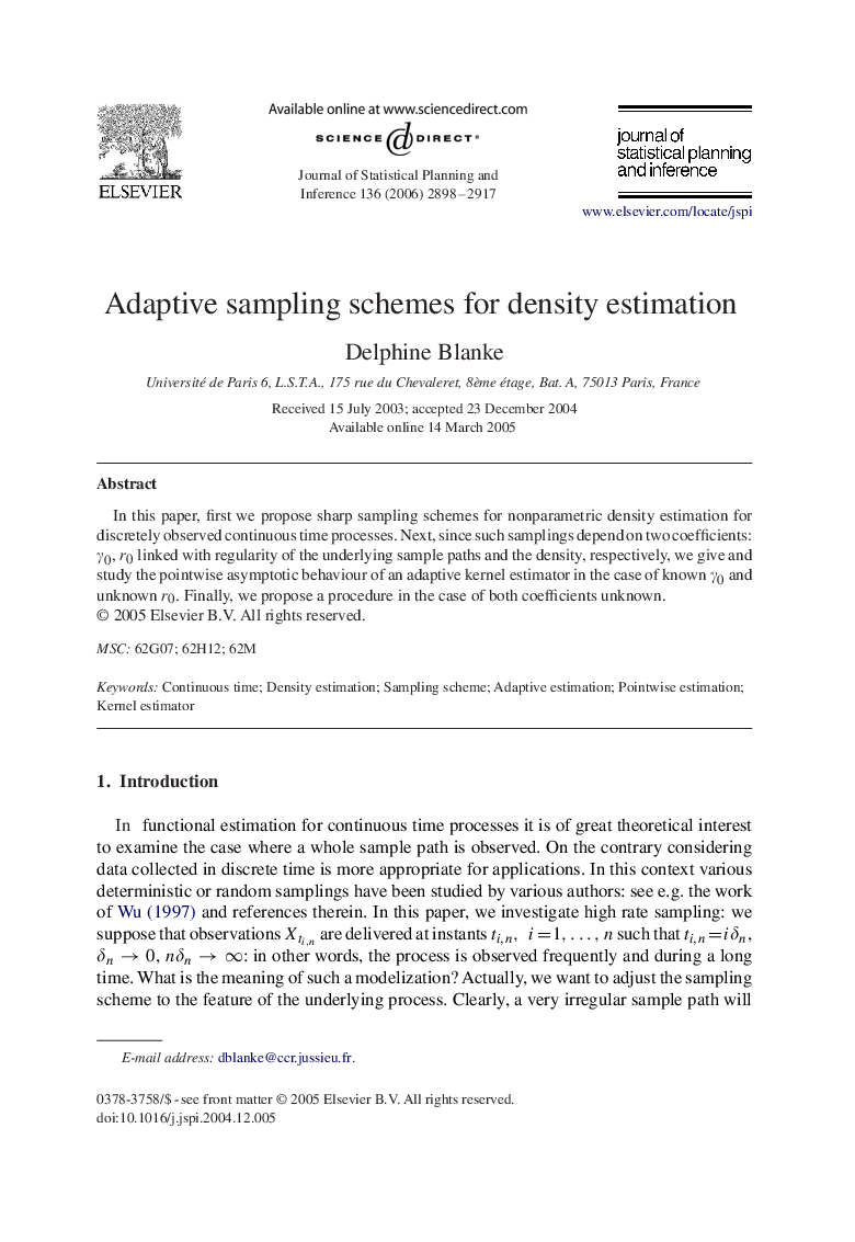 Adaptive sampling schemes for density estimation