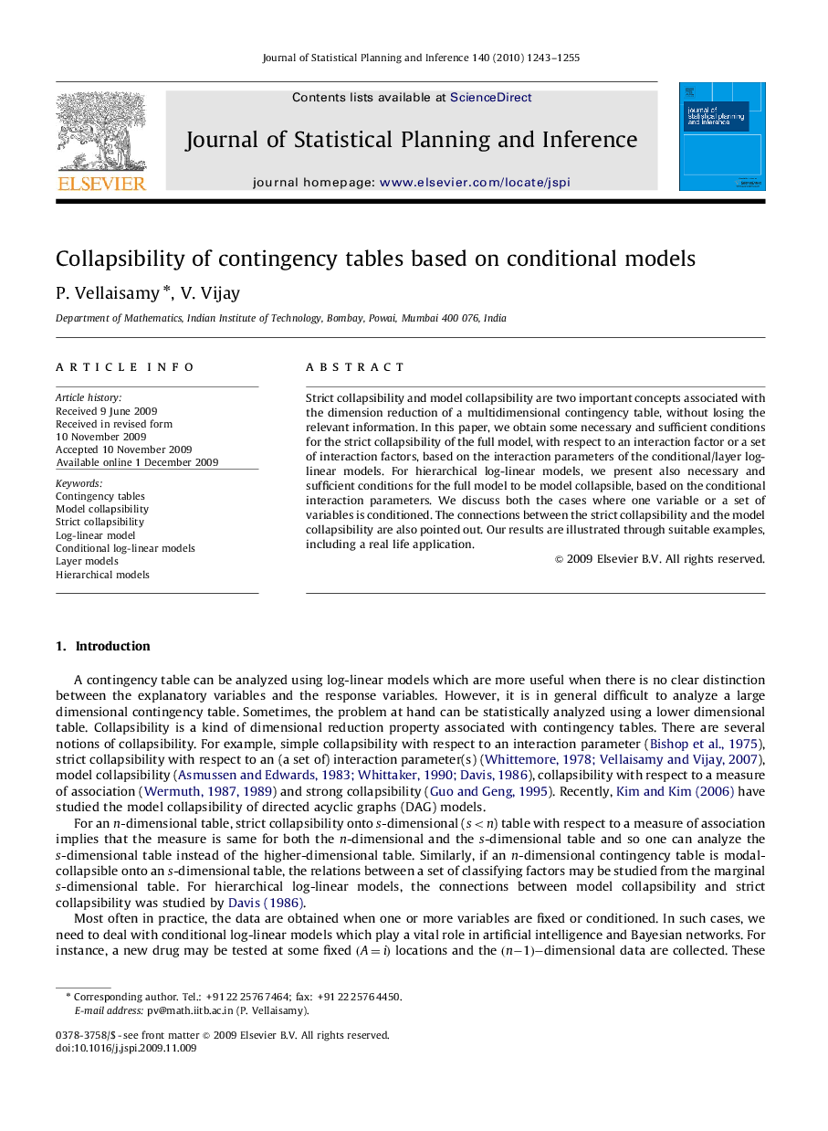 Collapsibility of contingency tables based on conditional models