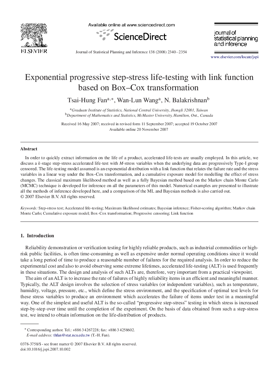 Exponential progressive step-stress life-testing with link function based on Box–Cox transformation