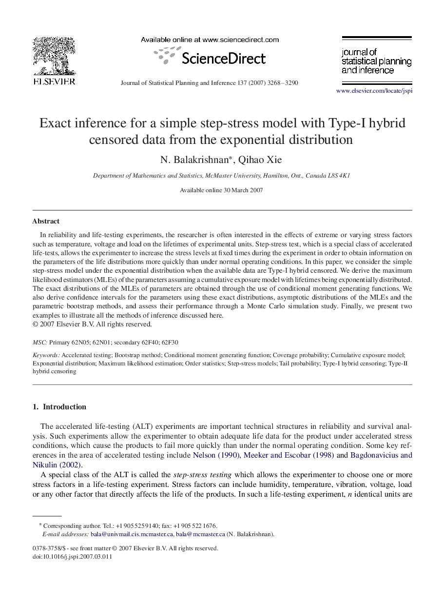 Exact inference for a simple step-stress model with Type-I hybrid censored data from the exponential distribution