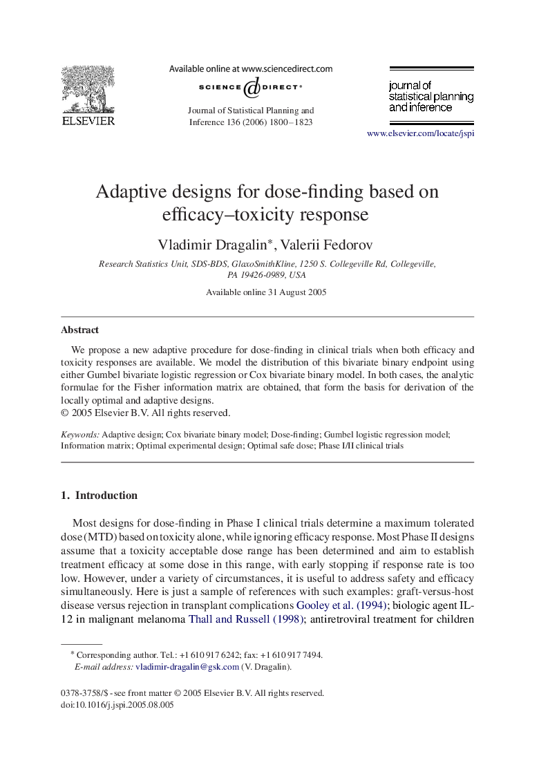 Adaptive designs for dose-finding based on efficacy–toxicity response