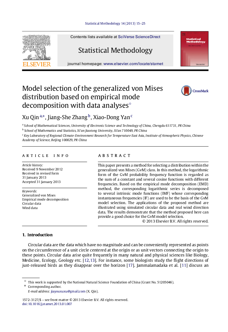 Model selection of the generalized von Mises distribution based on empirical mode decomposition with data analyses 