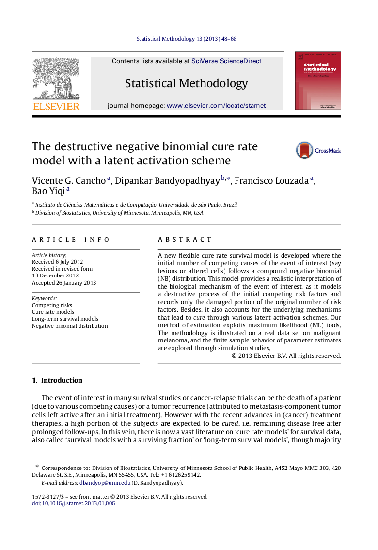 The destructive negative binomial cure rate model with a latent activation scheme