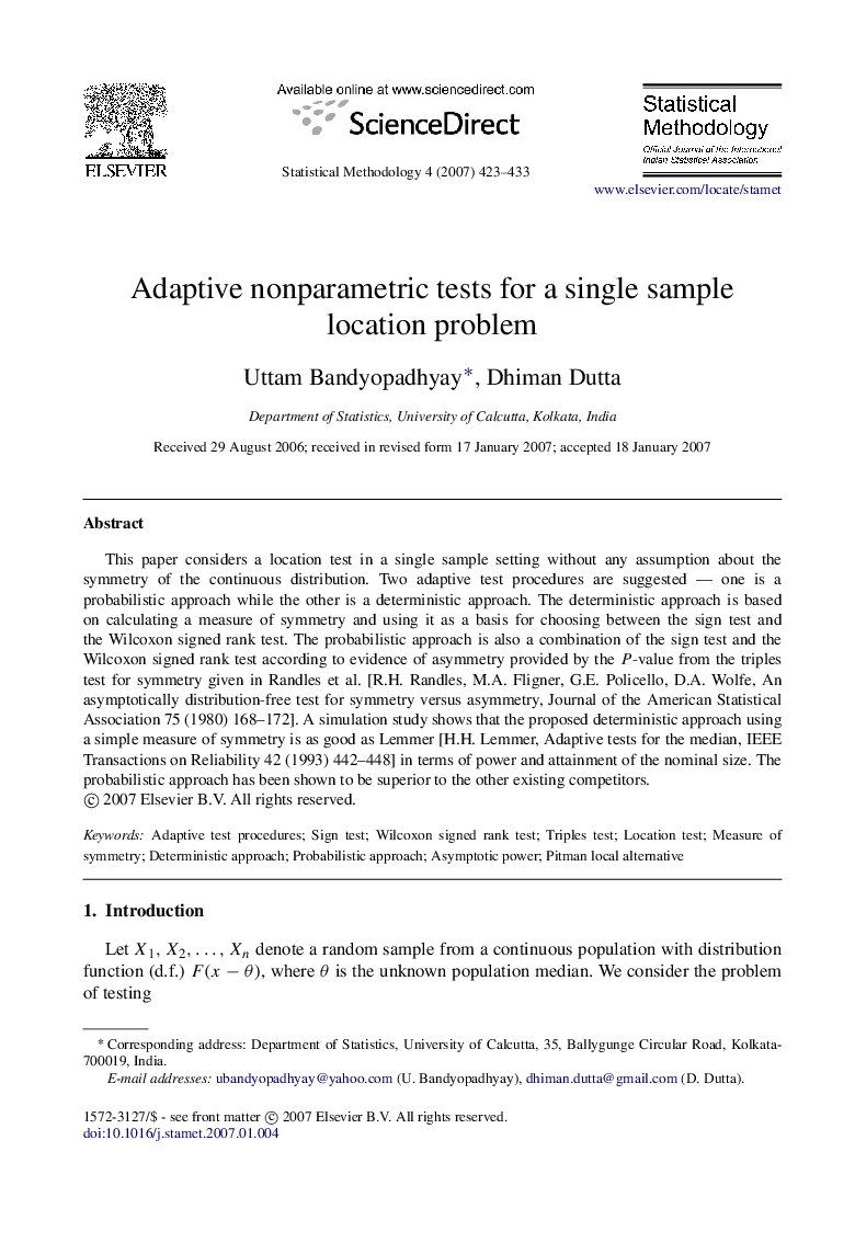 Adaptive nonparametric tests for a single sample location problem