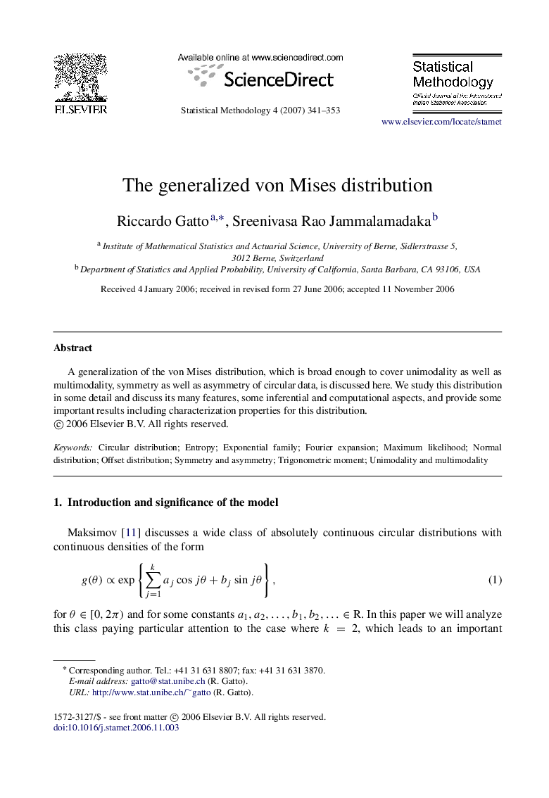 The generalized von Mises distribution