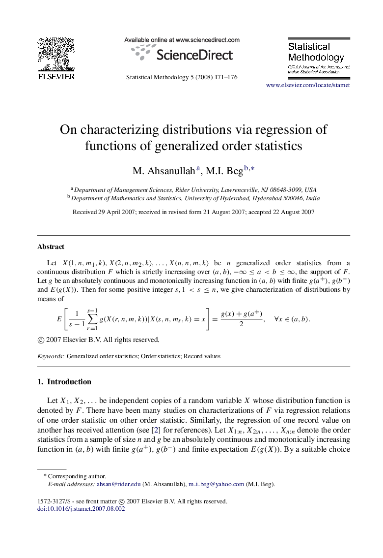 On characterizing distributions via regression of functions of generalized order statistics