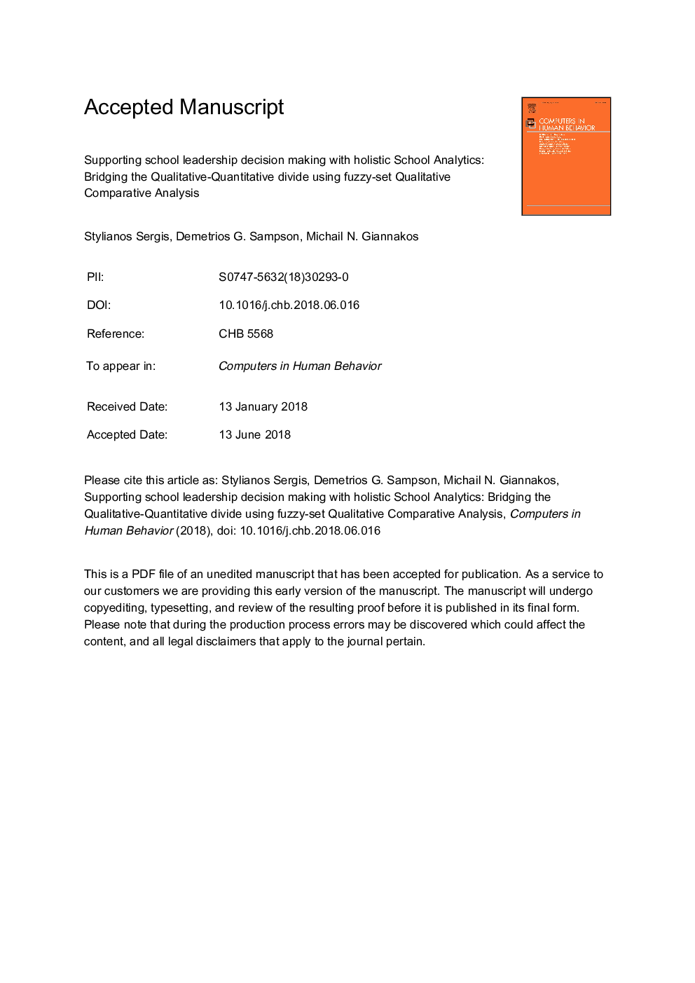 Supporting school leadership decision making with holistic school analytics: Bridging the qualitative-quantitative divide using fuzzy-set qualitative comparative analysis