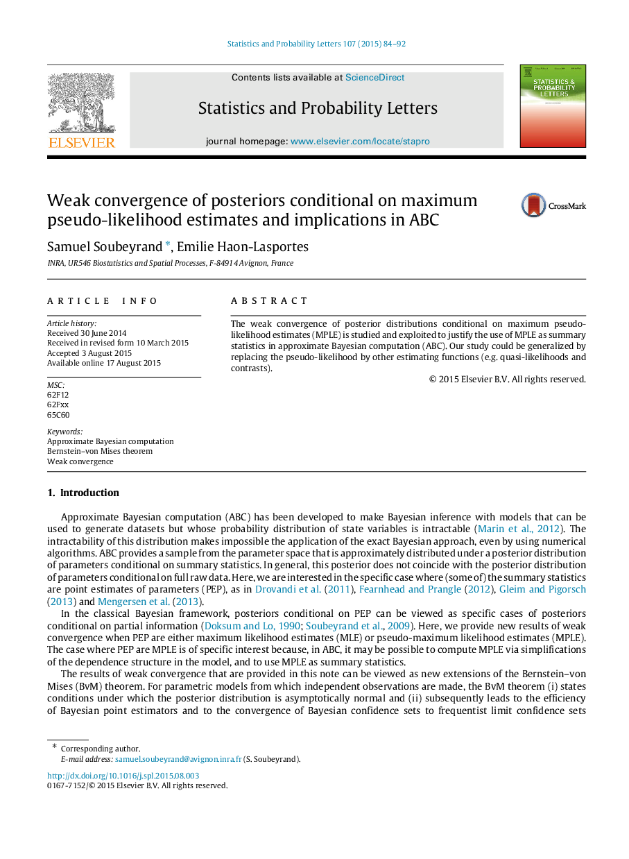 Weak convergence of posteriors conditional on maximum pseudo-likelihood estimates and implications in ABC