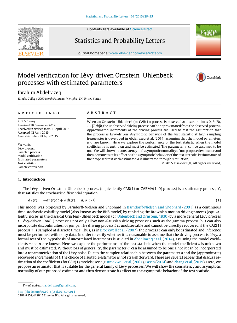 Model verification for Lévy-driven Ornstein–Uhlenbeck processes with estimated parameters