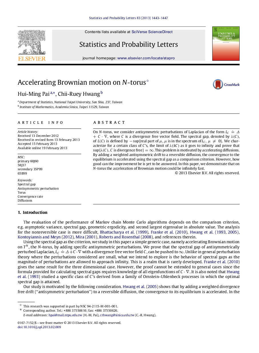 Accelerating Brownian motion on NN-torus 