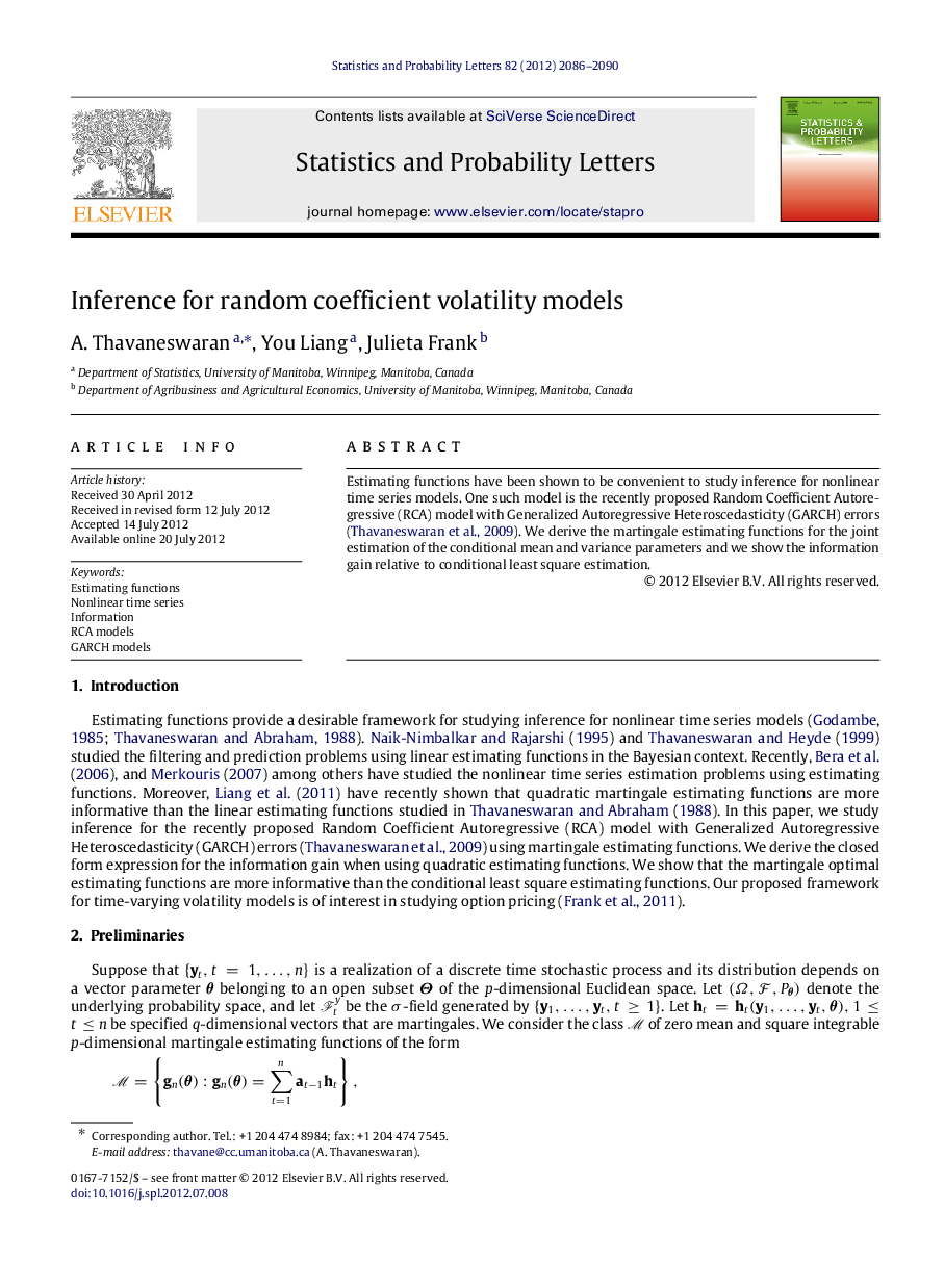 Inference for random coefficient volatility models