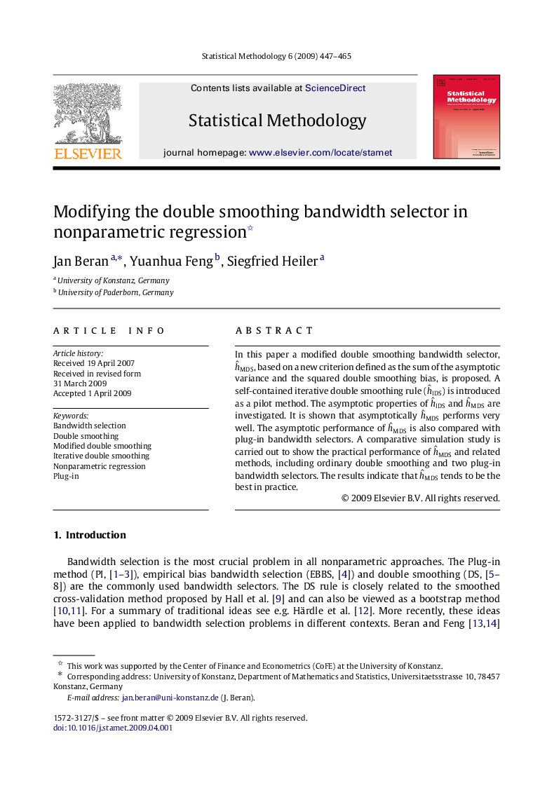 Modifying the double smoothing bandwidth selector in nonparametric regression 