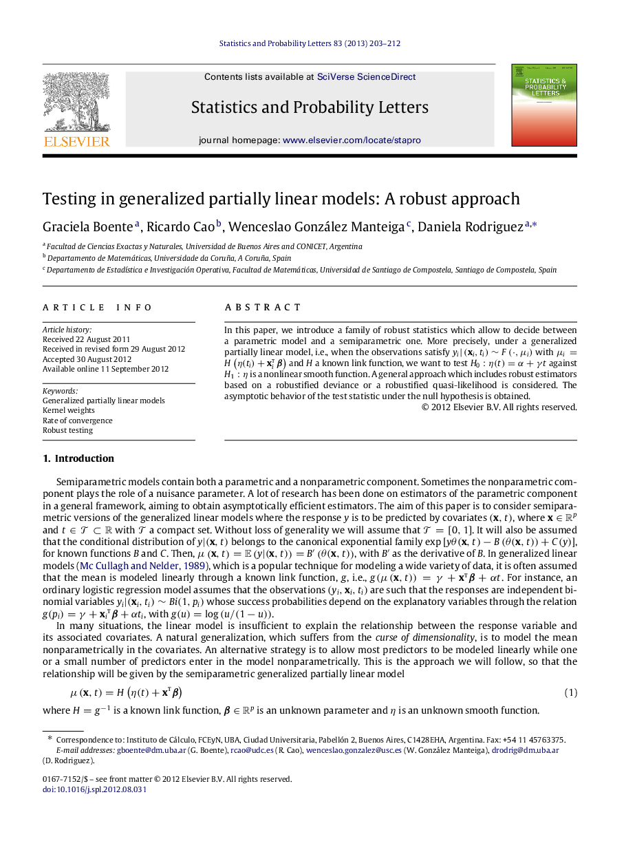 Testing in generalized partially linear models: A robust approach