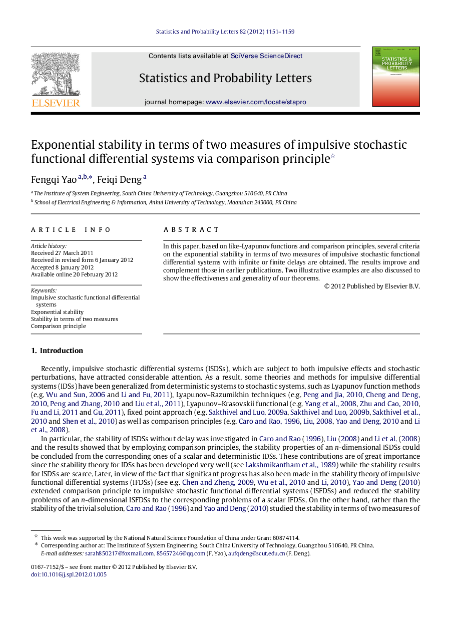 Exponential stability in terms of two measures of impulsive stochastic functional differential systems via comparison principle 