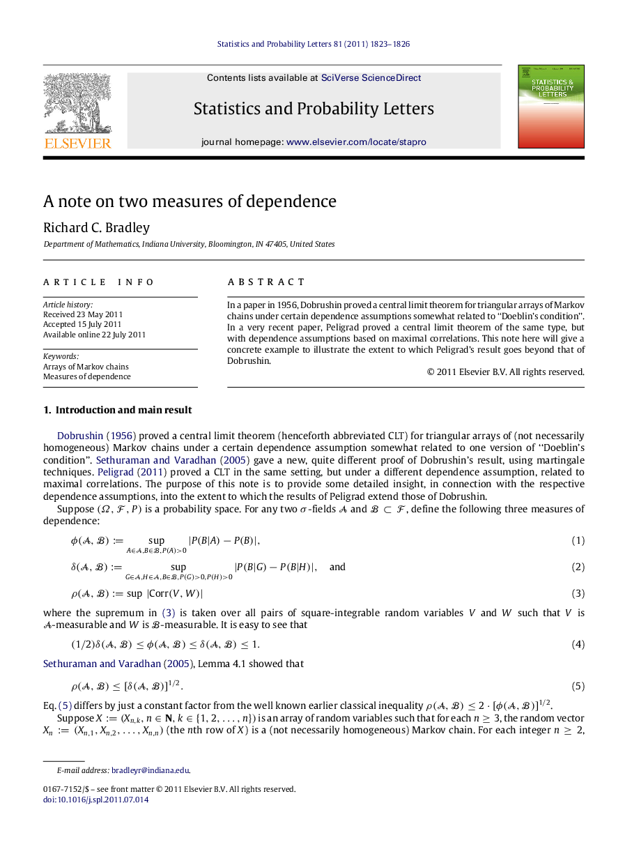 A note on two measures of dependence