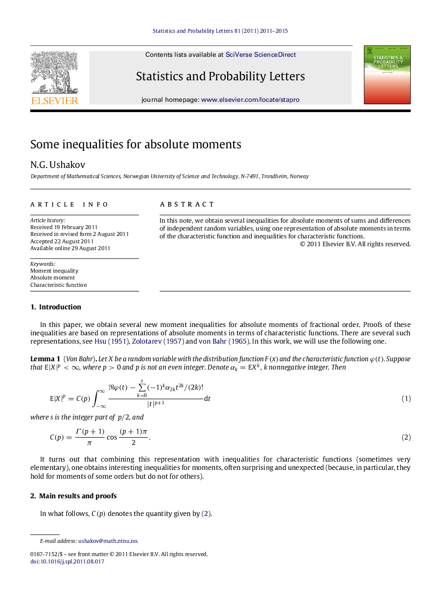 Some inequalities for absolute moments