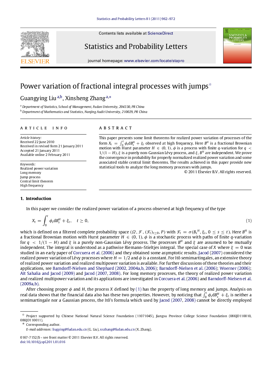 Power variation of fractional integral processes with jumps