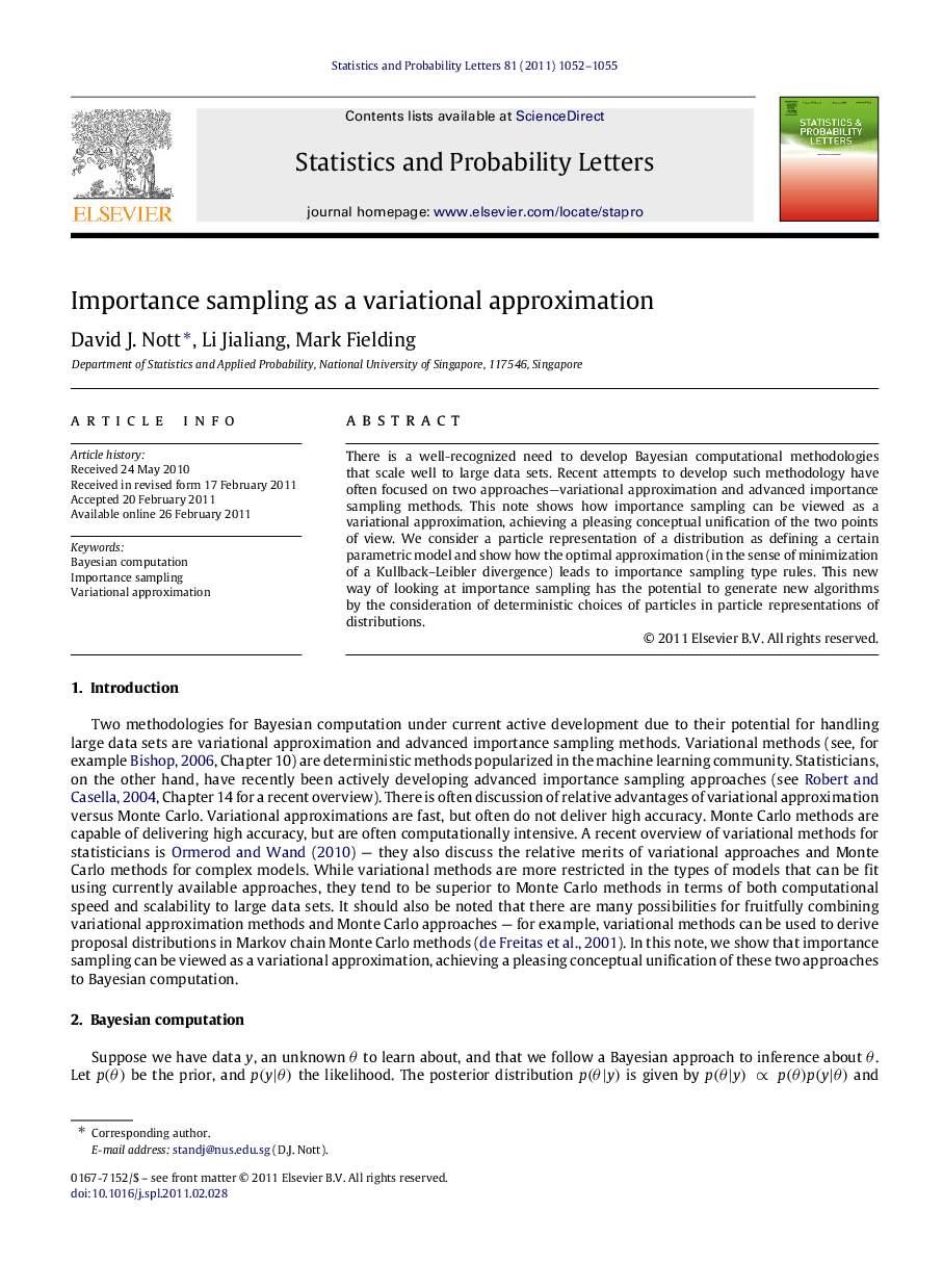 Importance sampling as a variational approximation