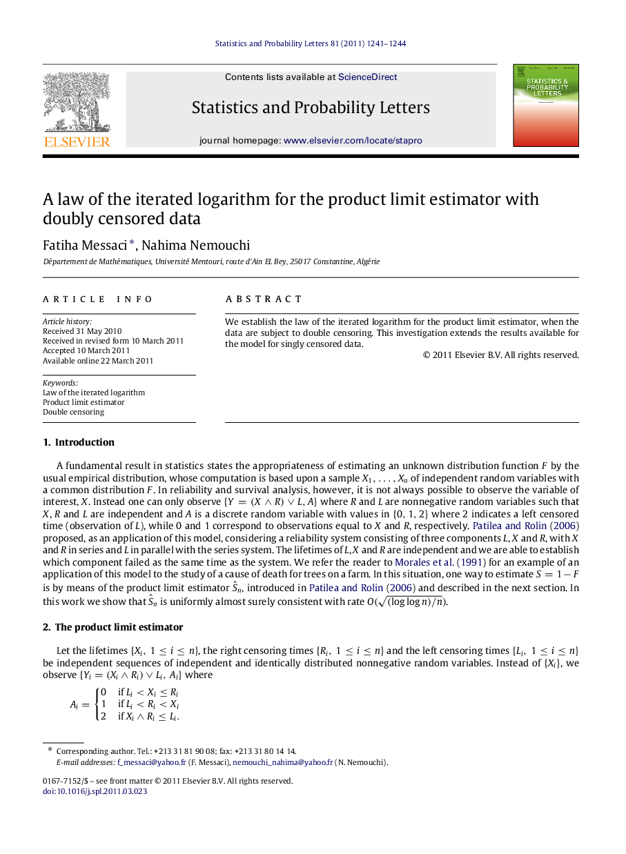 A law of the iterated logarithm for the product limit estimator with doubly censored data