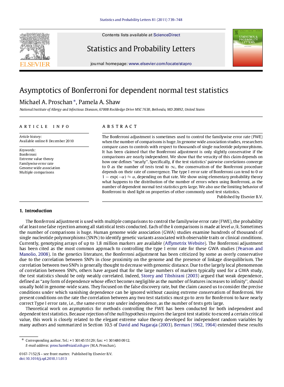 Asymptotics of Bonferroni for dependent normal test statistics