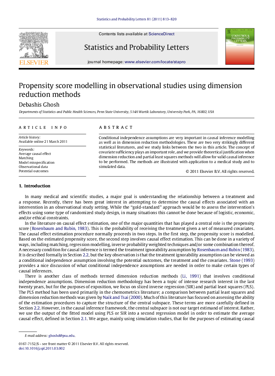 Propensity score modelling in observational studies using dimension reduction methods