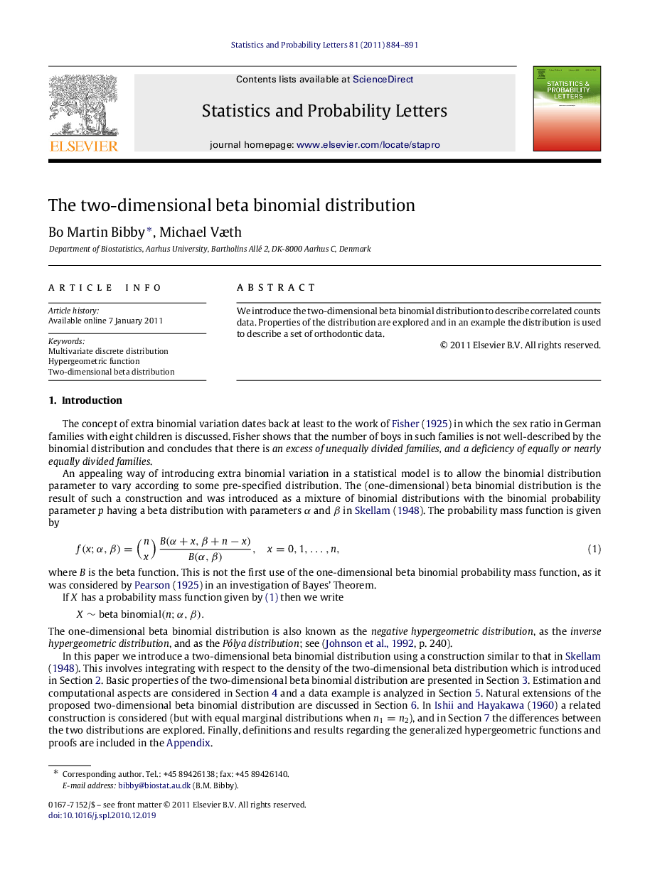 The two-dimensional beta binomial distribution