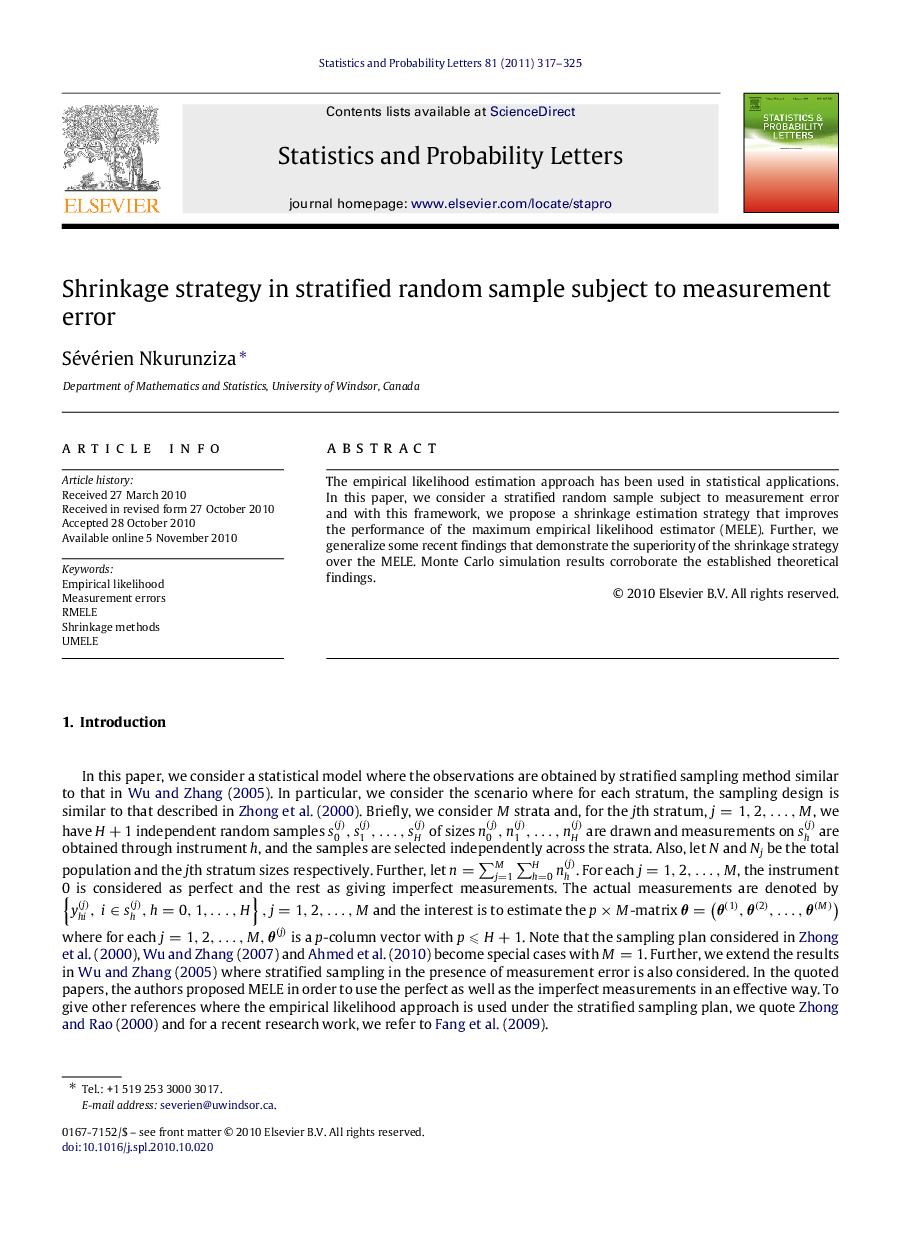 Shrinkage strategy in stratified random sample subject to measurement error